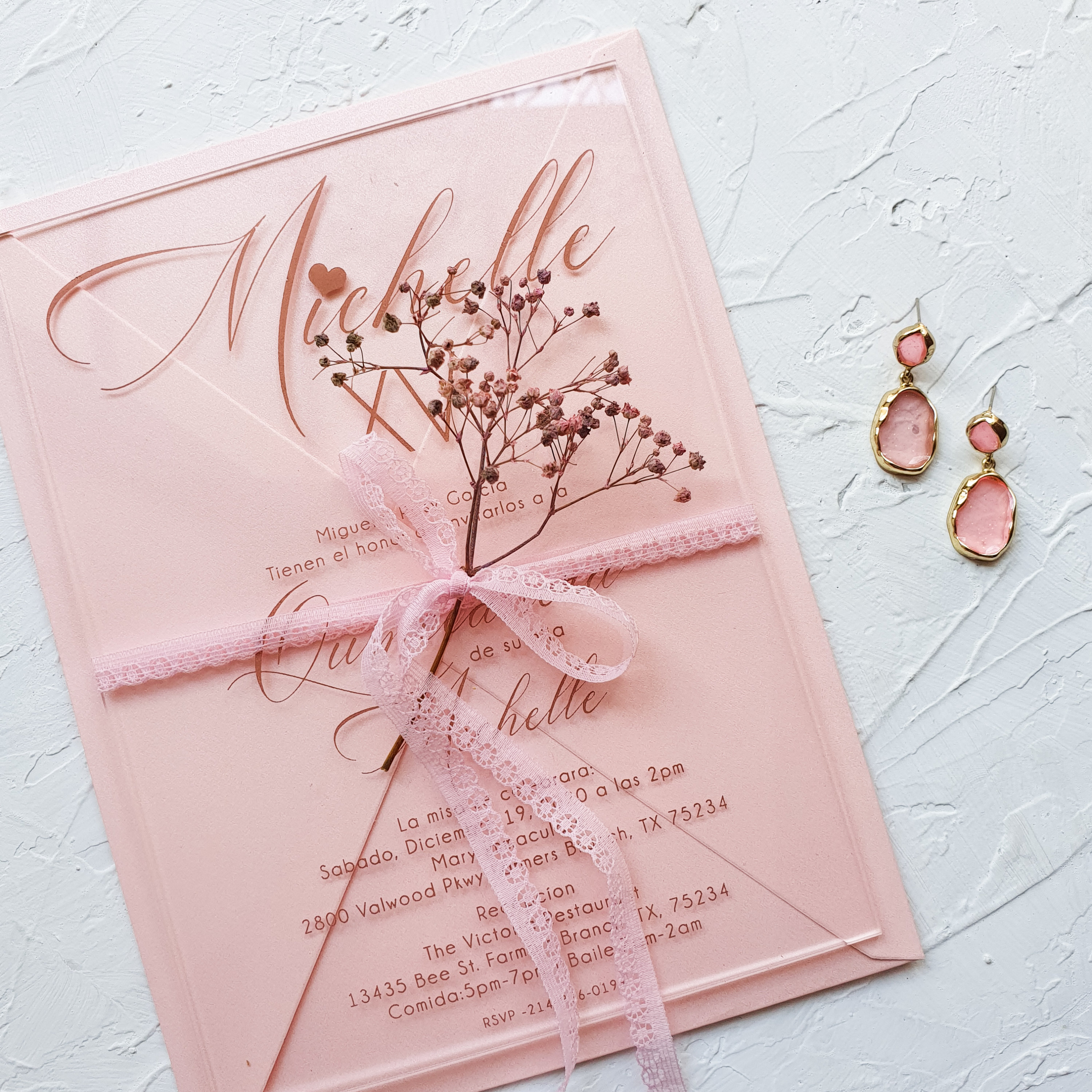 Quinceanera Acrylic Invitation Blush and Roasegold Etsy Australia