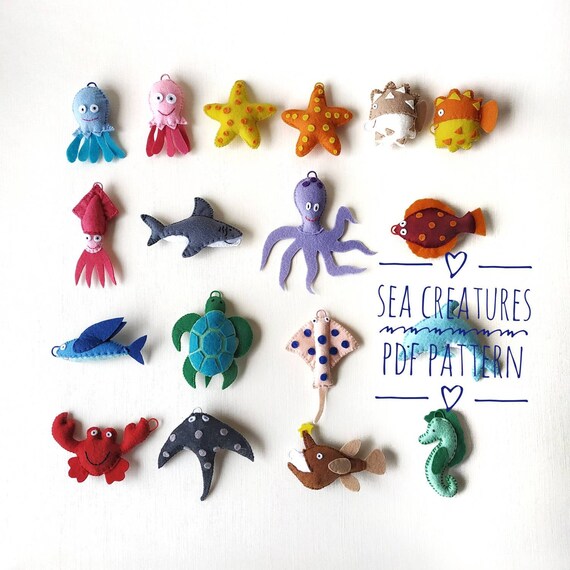 15 Sea Creature Pattern Felt Fishing Pattern Pdf Diy Toys Etsy