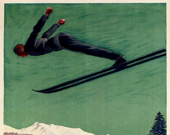 POSTER WINTER SPORT MONT TREMBLANT QUEBEC CANADA SKIING VINTAGE REPRO FREE S//H