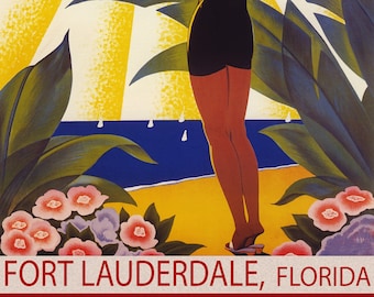 FT LAUDERDALE Florida-EASTERN Air Lines Beach Travel Poster-Pin Up Art Print052