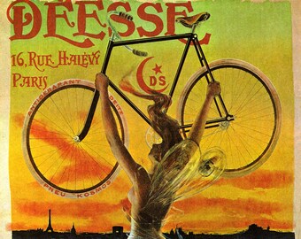 Lady Flying Bicycle Cycles Gladiator Bike Vintage Poster Repro FREE SH