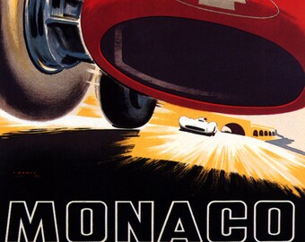 MONACO BUGATTI FASTEST ITALIAN CAR RACING GRAND PRIX RACE VINTAGE POSTER REPRO
