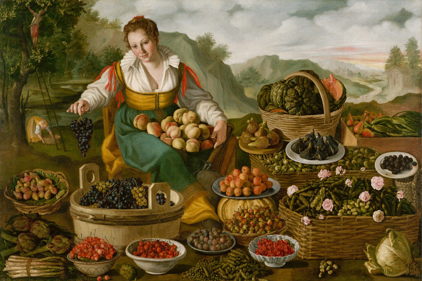 La mujer joven vendedora de frutas que vende Fruta Italia 1580 | Etsy