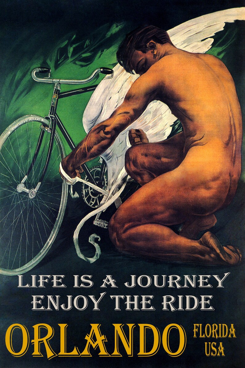 Bicycle Orlando Florida USA Cycling Life is a Journey Enjoy the Ride Bike Vintage Poster Repro FREE Shipping in USA Shipped Rolled-Up