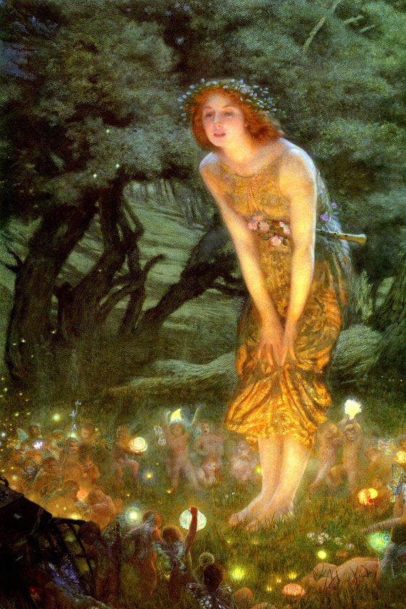 Midsummer Eve Girl Fairy Forest Little Fairies 1909 by Edward Etsy