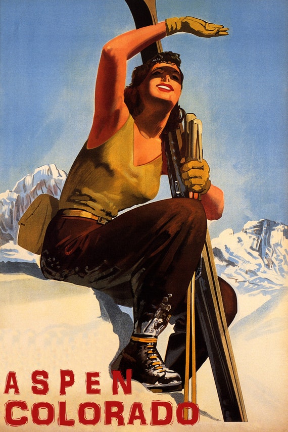 GIRL DOWNHILL SKIING SKI FUN ST MORITZ SWITZERLAND SPORT VINTAGE POSTER REPRO