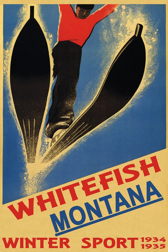 FRENCH ALPS WINTER SPORT SKI FASHION WHITE MOUNTAINS FRANCE VINTAGE POSTER REPRO