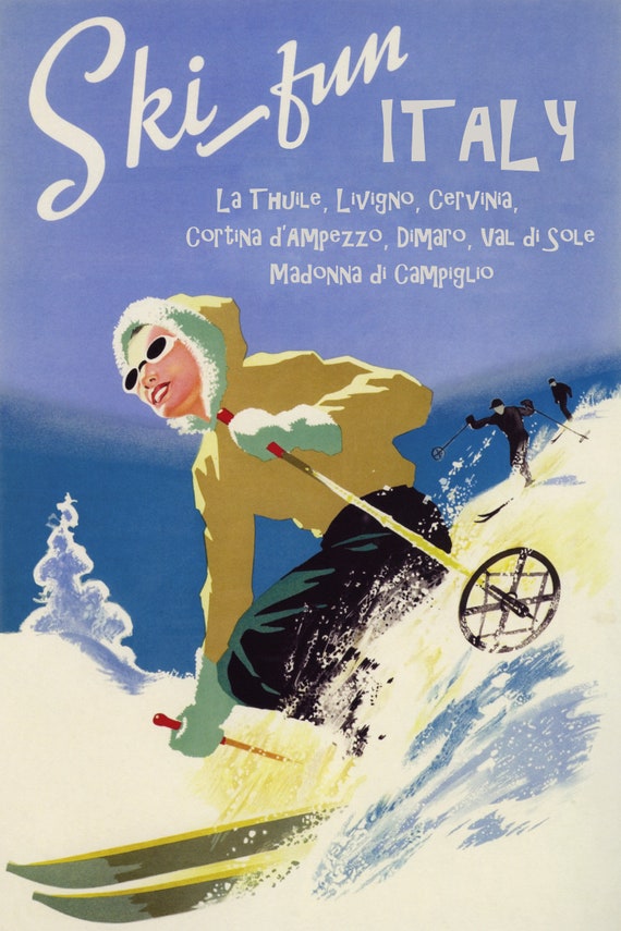 SQUAW VALLEY CALIFORNIA SKI WINTER SPORT ENJOY THE RIDE VINTAGE POSTER REPRO