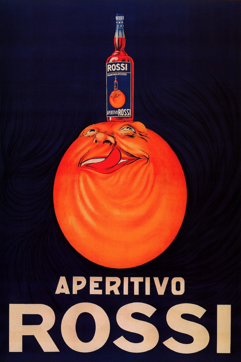 Aperitivo Rossi Martini Vermouth Drink Orange Head Balancing Bottle Italy Vintage Poster Repro FREE Shipping in USA Shipped Rolled-Up