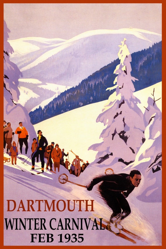 POSTER NORWAY DOWNHILL SKIING SKI SNOWBOARD WINTER SPORT VINTAGE REPRO FREE S//H