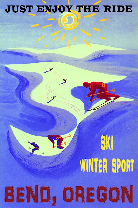 POSTER WANAKA NEW ZEALAND COUPLE SKI JUMPING WINTER SPORT VINTAGE REPRO FREE S//H
