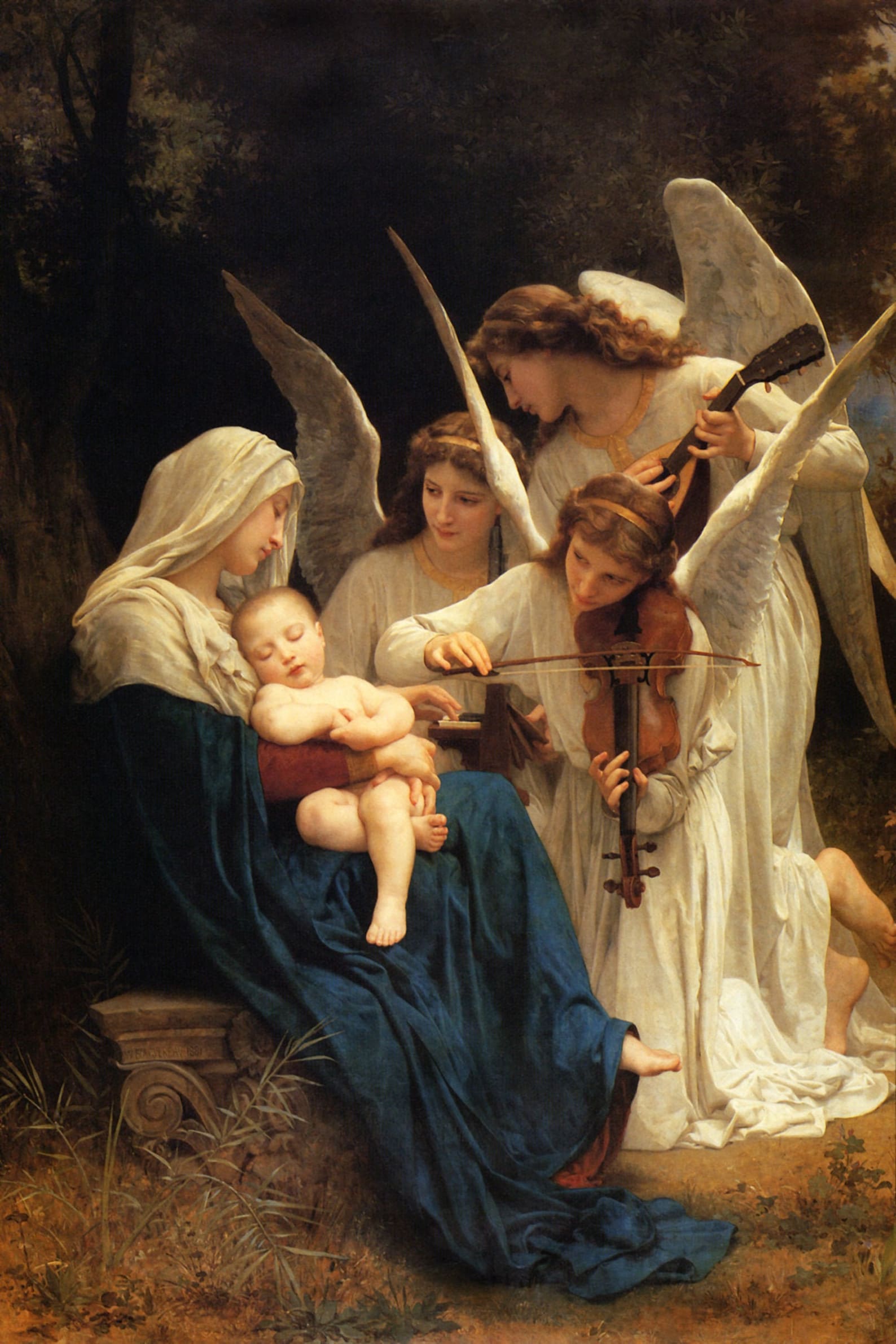 Song Of The Angels Violin To Mary And Baby Jesus Painting By Etsy