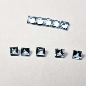 Natural Aquamarine 3X3 mm calibrated SQUARE shape faceted, AA eye clean quality