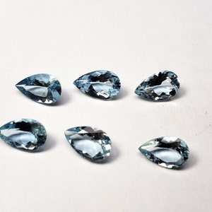 Natural Aquamarine, 8X5 mm calibrated pear shape faceted, AA eye clean quality, deep blue color, excellent cut pear, ( 1pc, 2pc, 6pc, 12pc)