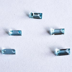 2x4-2.5x5-3x5-3x6 baguettes, Natural Blue Aquamarine Gemstone, sky Blue color, Calibrated, Gems for jewelry, Excellent Cut, Faceted