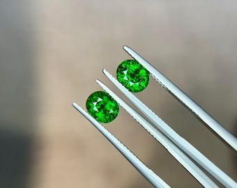 Natural Tsavorite Garnet Gemstone pair, pair weight- 3.15 carats, Dimensions- 7x6 mm approx, deep green colour, Quality VS, gems for Jewelry