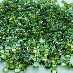 Tourmalina verde natural 1.5/1.7/2/2.2/2.5/2.8/3 mm redonda forma facetada, calibrado, color verde agradable, calidad-VS, lote de 100 piezas, limpieza de ojos