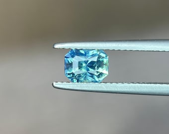 Natürlicher blaugrüner Saphir Edelstein, Octagon Cut, keine Hitze, Madagaskar Herkunft, 1.54 Karat