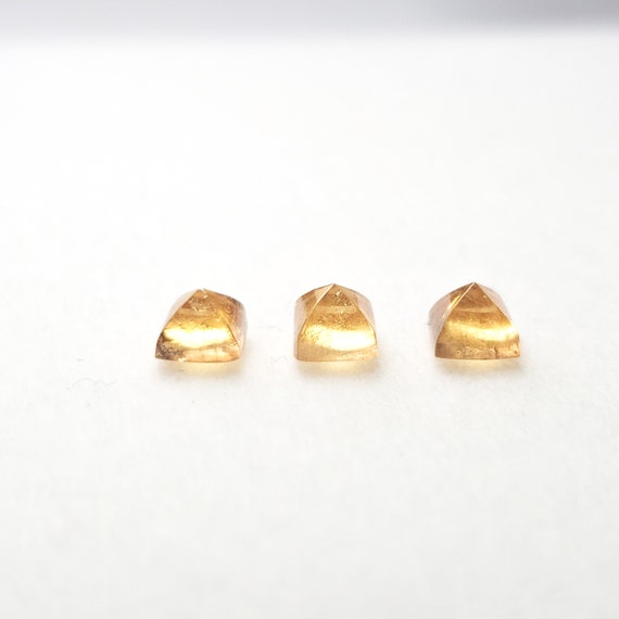 Natural Spessartite 4x4mm sugarloaf shaped gemstone, Weight-1.85 carats Pyramid cut cabochon,3 piece lot Fanta orange color Loose  gemstones