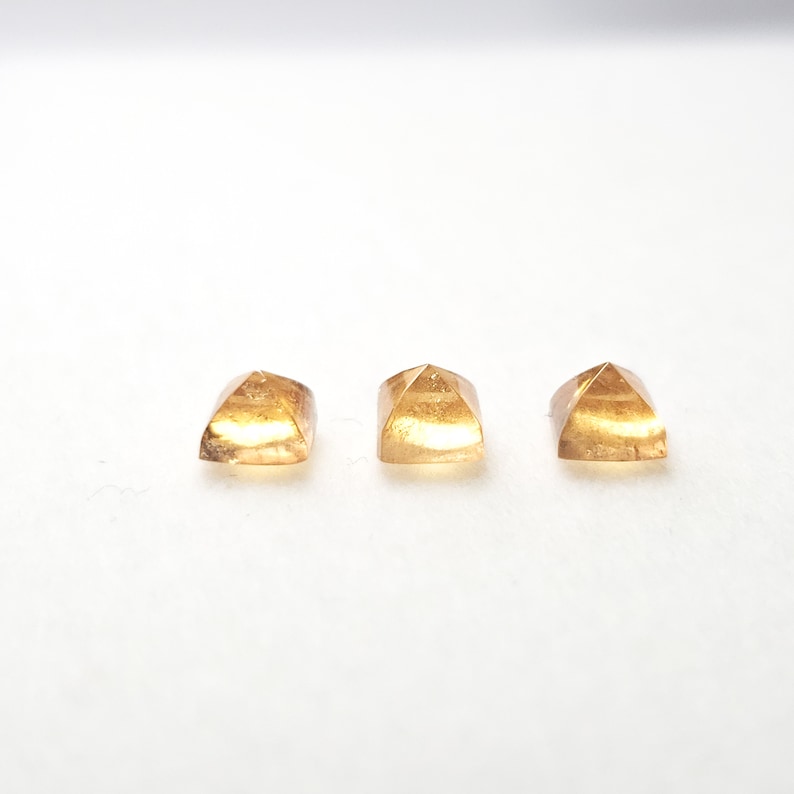 Natural Spessartite 4x4mm sugarloaf shaped gemstone, Weight-1.85 carats Pyramid cut cabochon,3 piece lot Fanta orange color Loose gemstones image 1