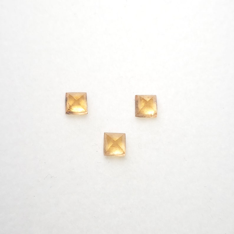 Natural Spessartite 4x4mm sugarloaf shaped gemstone, Weight-1.85 carats Pyramid cut cabochon,3 piece lot Fanta orange color Loose gemstones image 2