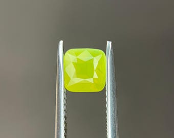 Natural Chrysoberyl 1.06 carats milky gemstone, have partial silk like catseye , Neon Green colour, Dimensions- 6.0x5.9x3.5mm, rare gemstone