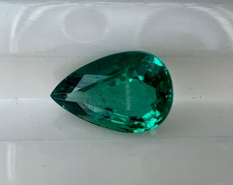 Natural Emerald, Zambian Emerald 10.9x7x4.8 mm pear shaped faceted gemstone, weight- 2.13 carats, Loose gemstone