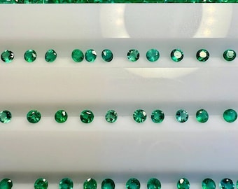 Natural Emerald 2mm/2.25mm/2.5mm/2.75mm/3mm round shaped faceted gemstones 25 piece lot,Nice green color with good luster,Gems for jewellery