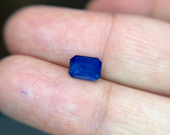 Natural Teal Sapphire 1.56 carats emerald cut gemstone, No Heat, Dimension- 7.38x5.42x3.87 mm, Silk Sapphire, Madagascar Sapphire, Certified