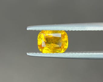Natural Yellow Sapphire 1.72 carats gemstone, vivid yellow sapphire, Heated only, Dimensions- 7.7x6.3x3.7 mm, Ceylon Sapphire, Good Clarity