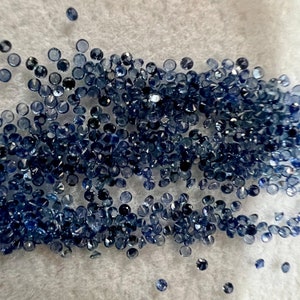 Natural Blue sapphire 1mm Round shaped Faceted gemstone, 100 piece lot, Quality-VS, Dark blue color
