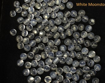 Natürlicher weißer Mondstein Rund Cabochon Edelstein, Größe- 3mm/4mm/5mm/6mm/7mm/8mm/9mm, Kalibriert, Lose Edelstein