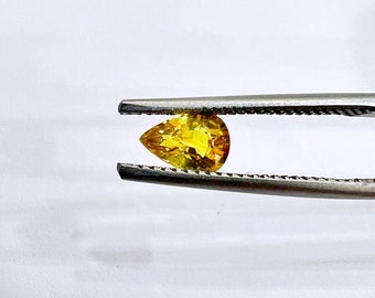 Natural Yellow Sapphire 7x5 mm Pear Shaped Gemstone, Weight- 0.99 carats, Lemon yellow colour, Heated beryllium, Quality- VS, Loose gemstone