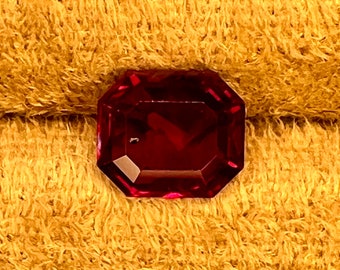 Natural Ruby 6.3x5.4x2.7mm Octagon Shaped Faceted Gemstone, Weight-1.02 carats, Vivid Red Ruby, Mozambique Ruby, No Heat Ruby Certified Ruby