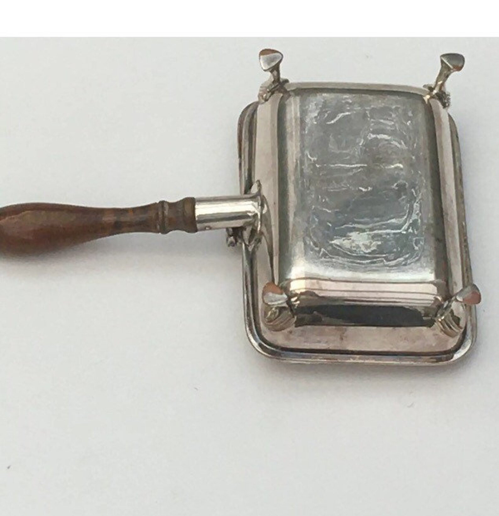 Vintage Silver Plated Crumb Catcher. Wooden Handle Ornate Lid. Etsy UK