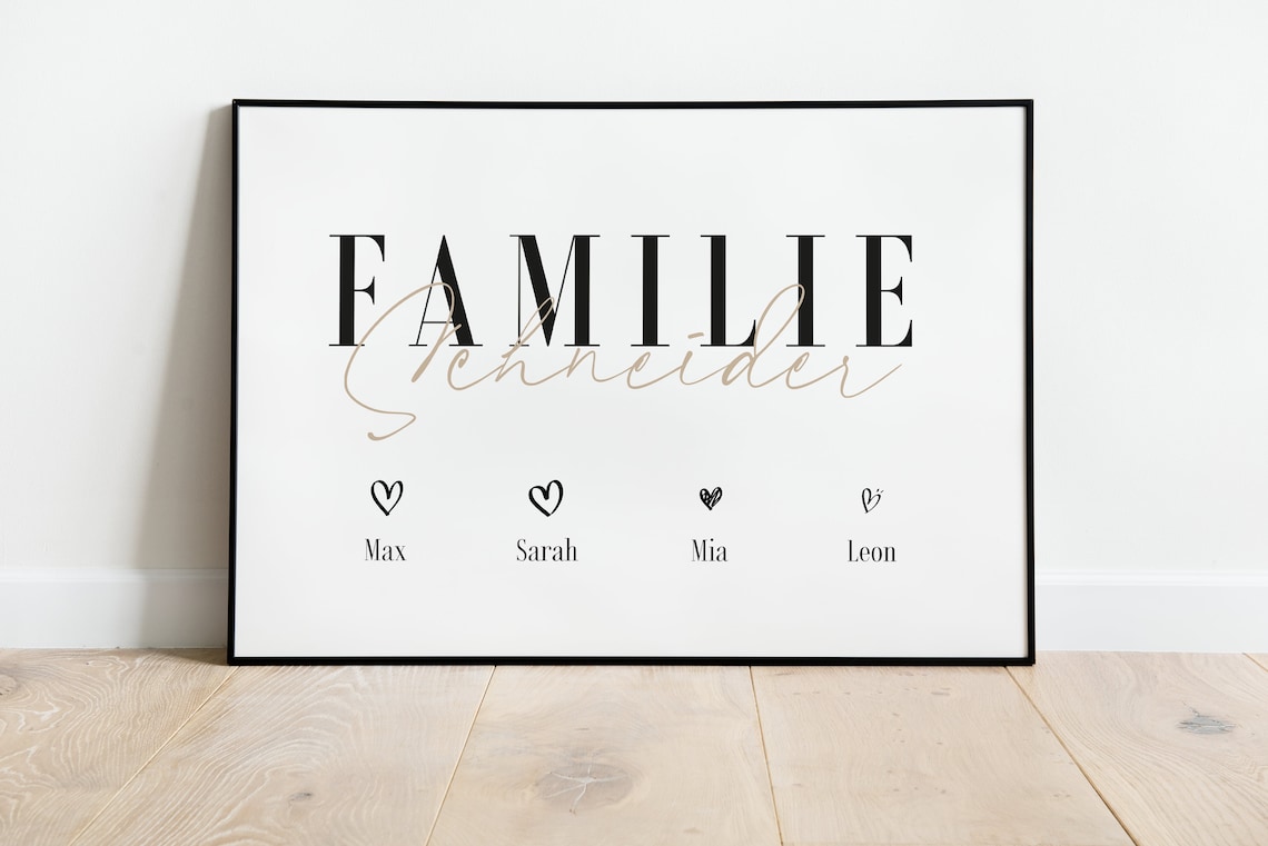 Personalisiertes Familien Poster Druck, Geschenk, Familie, Kinder