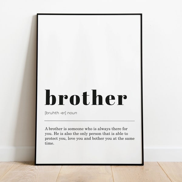 Brother Definition Poster als Druck, minimalistisch, modern, Wandposter, Digital Druck Poster Brother Wall art Druck