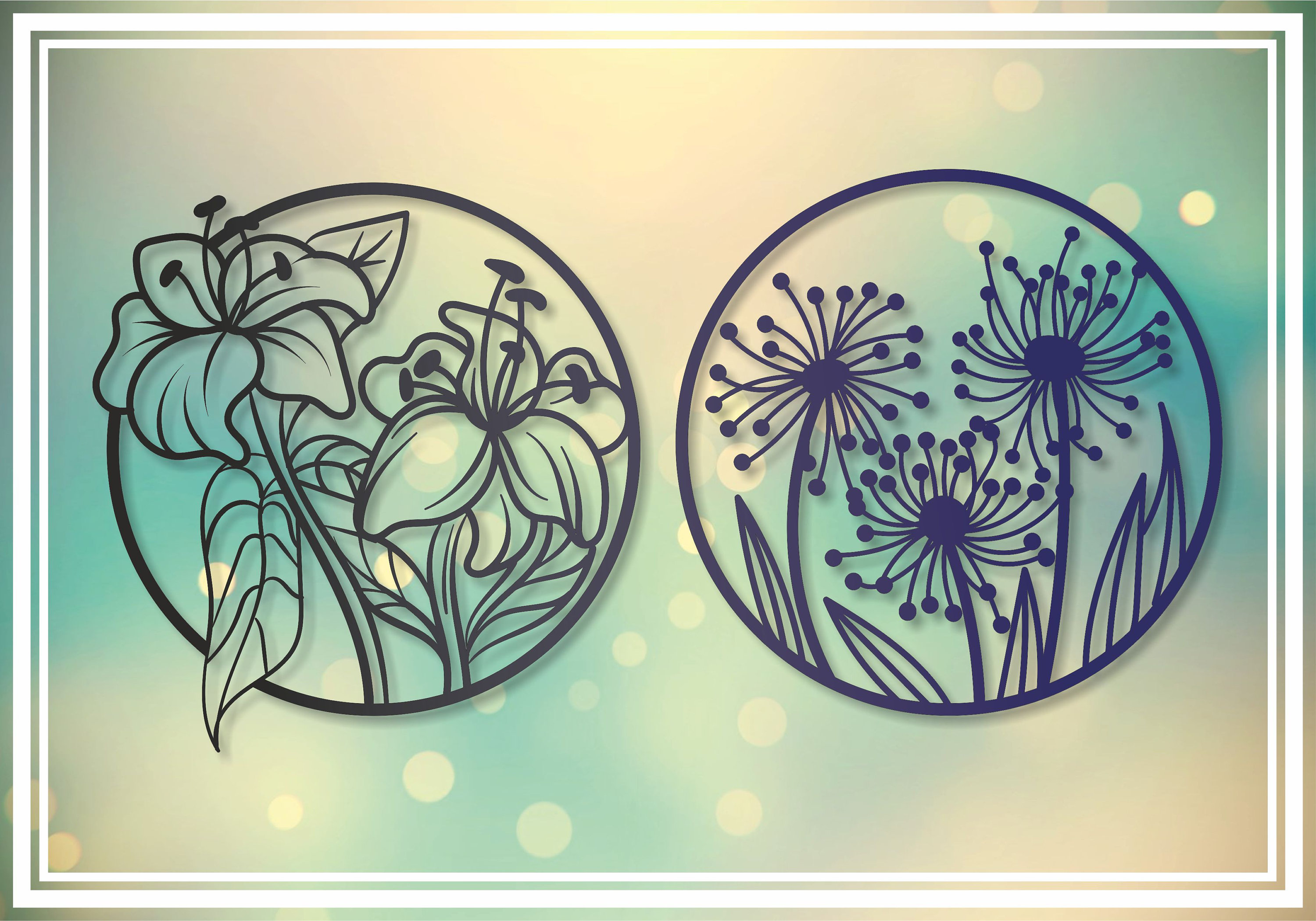 Fleur Écrans de découpe laser DWG DXF CDR vecteur plans Etsy