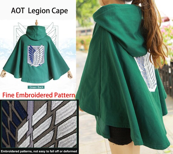 Embroidery Attack On Titan Cloak Hoodie Shingeki No Kyojin Etsy
