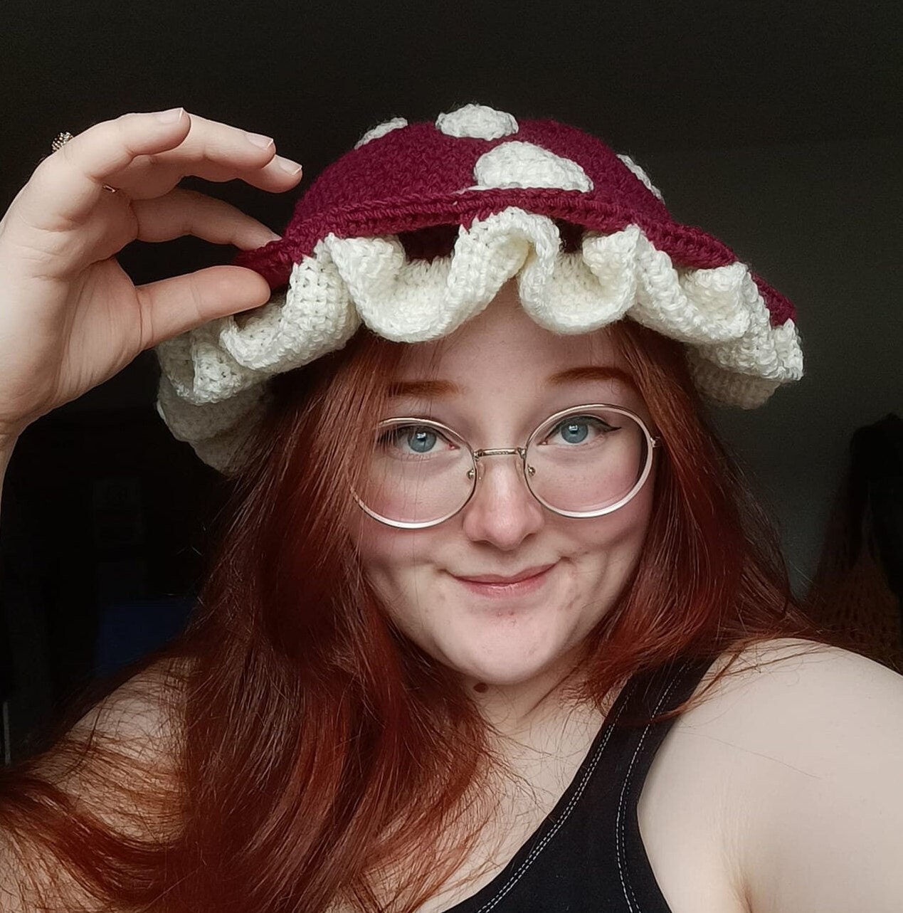 Custom Colour Mushroom Hat | Crocheted Crochet Yarn Hand Made Handmade Accessory Toadstool Fairycore Cottagecore Headwear Made to Order