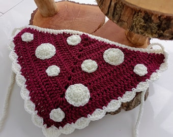 Mushroom Bandana Crochet Headscarf Head Scarf Accessory Cottagecore Fairycore Toadstool Headband Kerchief Hat Cute Gift