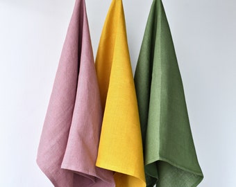Natural Linen Kitchen Towel, European Flax, Stone Washed