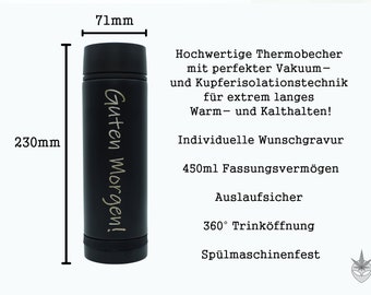 Thermosbecher mit Wunschgravur, Isolierbecher mit individueller Gravur, personalisierte Kaffeebecher, Trinkbecher Namensgravur Thermobecher