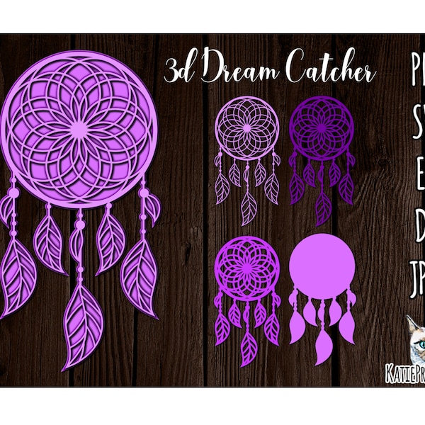 3D Layered Dream Catcher SVG, Papercut, Multilayered cut file, 4 layers. Digital Download.