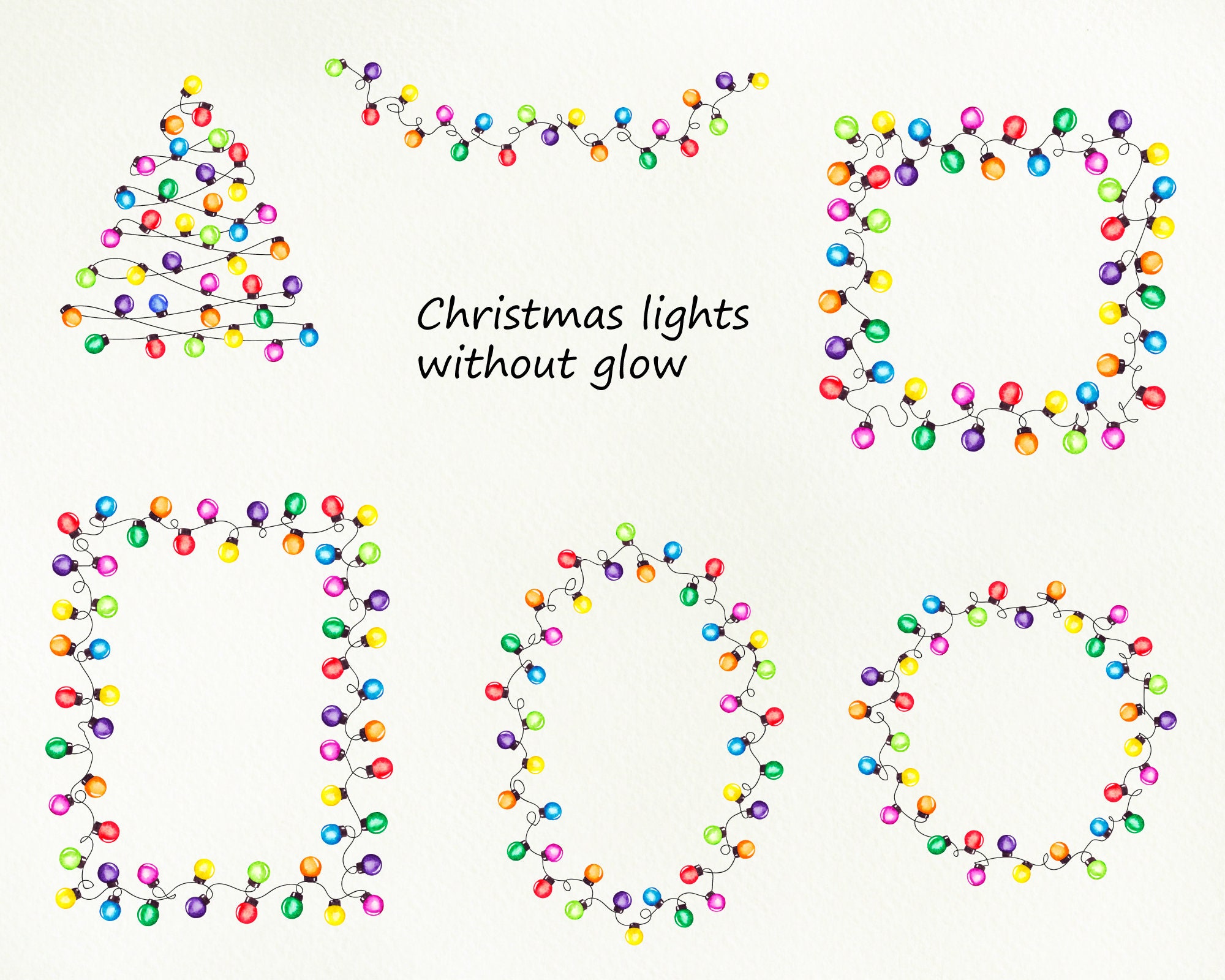 Christmas Lights Clipart Christmas Lights Clip Art String of Etsy