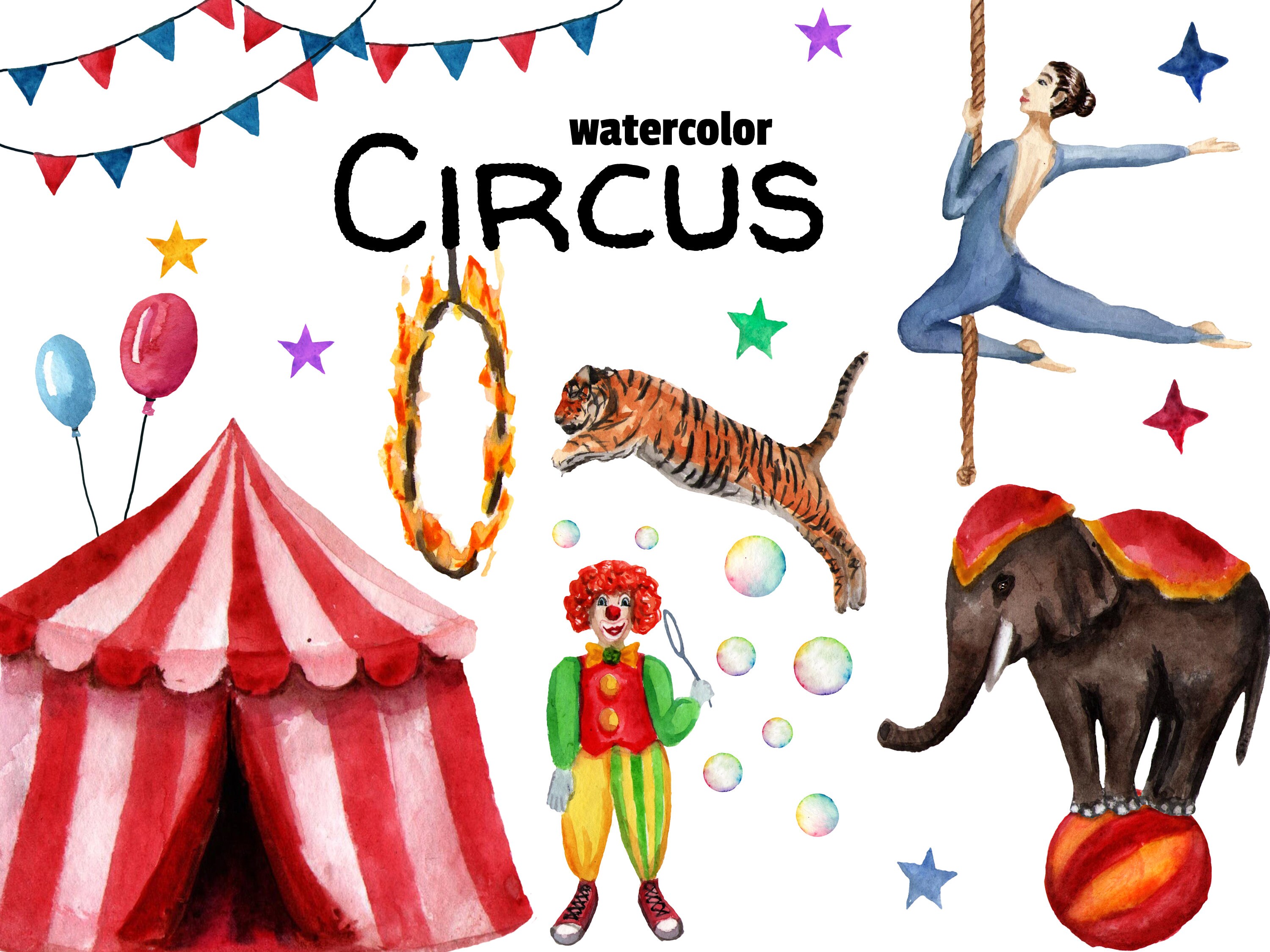 Watercolor Circus Clipar Baby Circus Animals Nursery Decor | Etsy