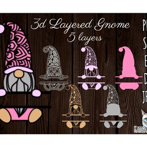 3d layered Split Gnome svg, layered cut file. Gnome Papercut, Multilayered laser cut file, 5 layers. Digital Download.