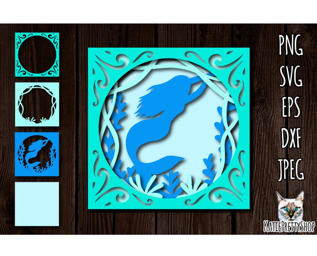 Mermaid 3D Shadow Box Layered Papercut Cutting Template - Etsy New Zealand
