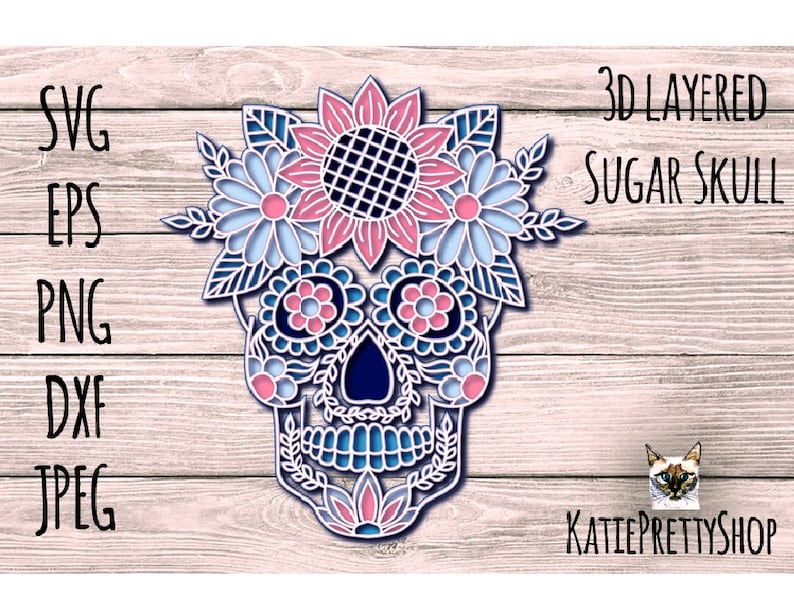 Download 3D Layered Sugar Skull SVG Halloween Papercut Multilayered ...
