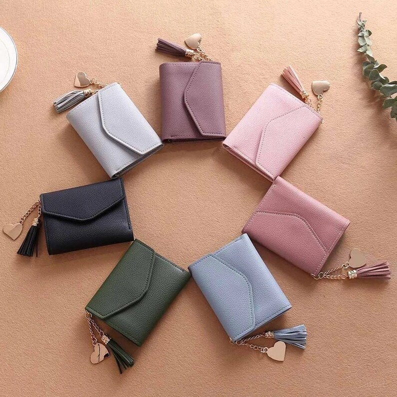 Women/'s Wallet Cute Student Tassel Pendant Short Wallet Trend Small Fashion PU Wallet 2020 Coin Purse Ladies Card Bag For Women
